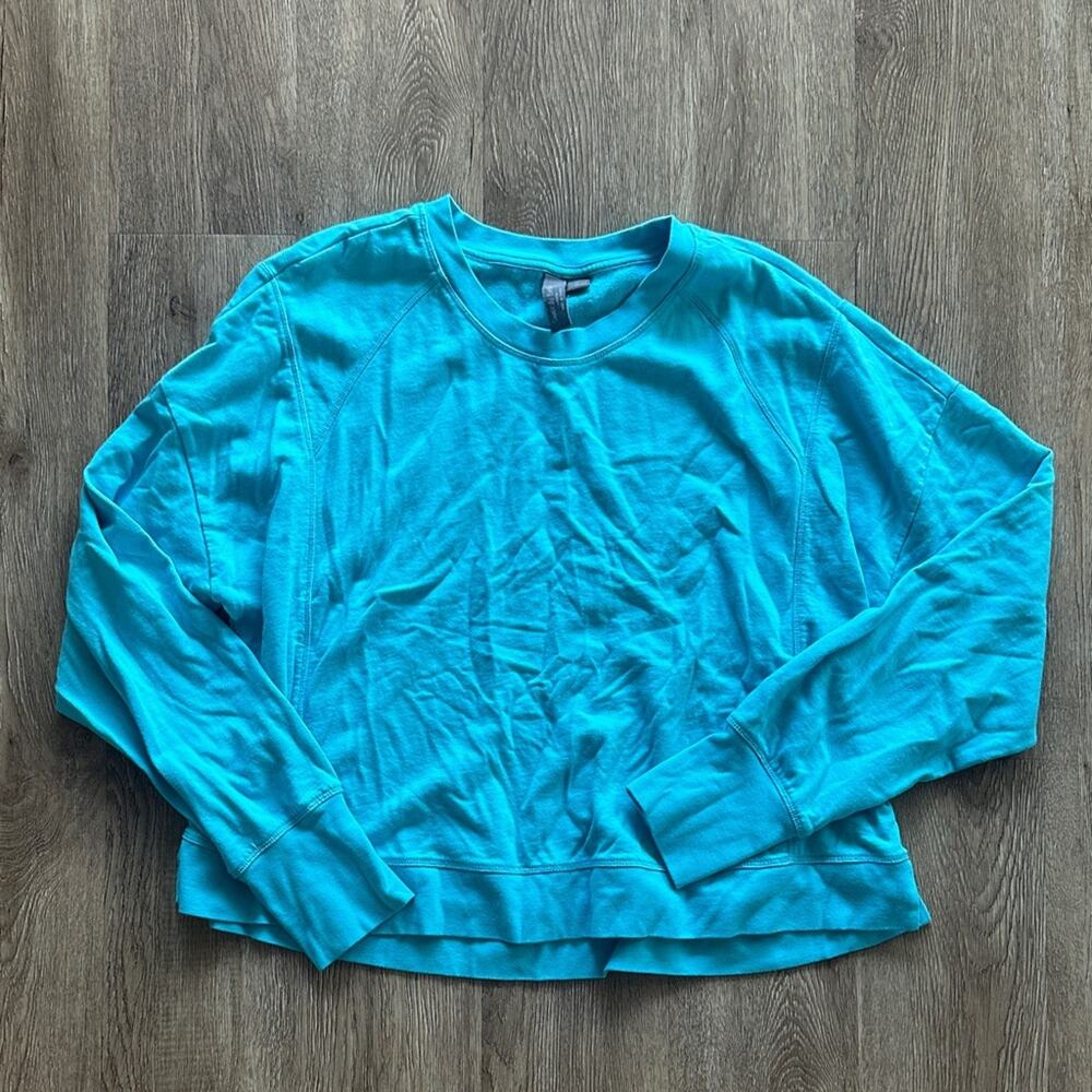 Sweaty Betty After Class Crop Sweatshirt Turquoise XXL Pullover